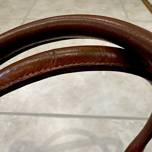 VTG MCM Cognac Monogram Visetos Boston Bag Coated Canvas Small Purse - Picture 6 of 16